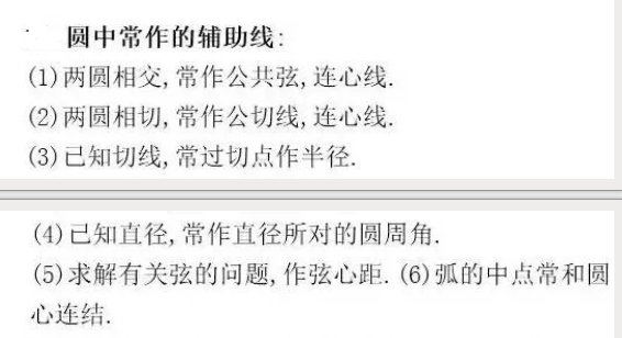 初中数学公式定理：圆中常作的辅助线